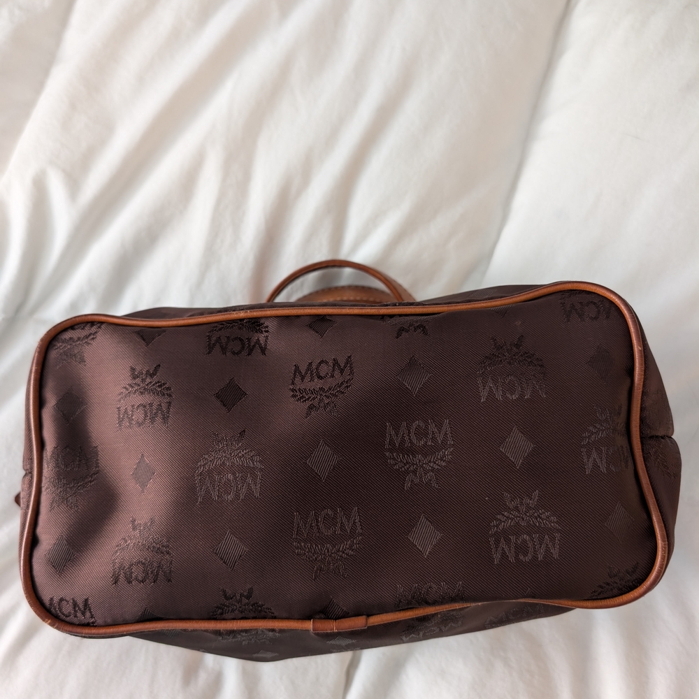 MCM Dark Brown Visetos Nylon Satchel - Picture 4 of 12